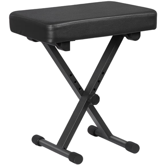 Adjustable Piano Bench, Waterproof Synthetic Leather Padded Stool, X-Style Piano Stool with Thicken Soft Cushion, Keyboard Bench for Keyboards Piano Guitar,Black