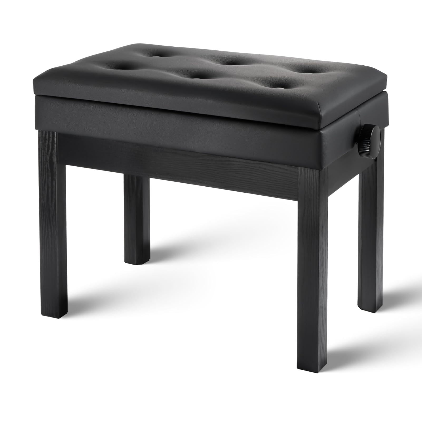 Adjustable Piano Bench With Storage  Wooden Keyboard Bookcase Stool Chair Seat High-density Sponges Cushion For Shop Music School Studio Black Spb-20