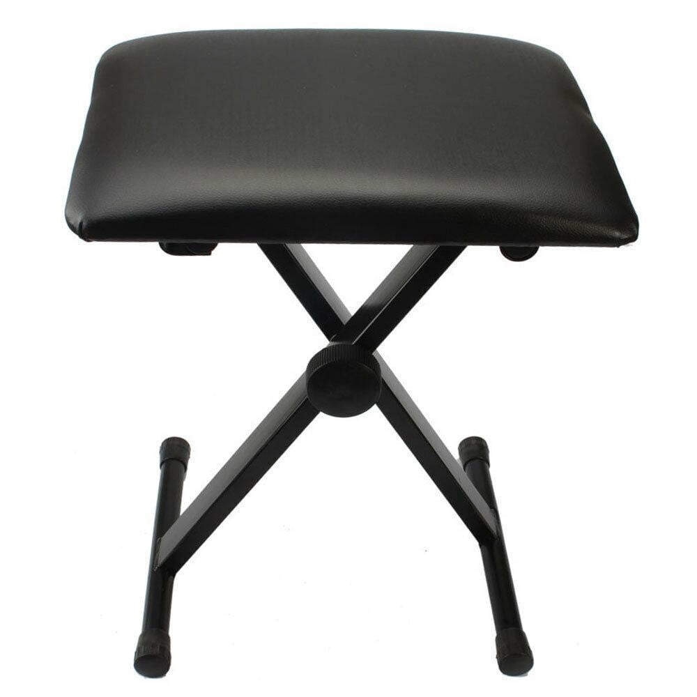 Adjustable Piano Bench, X Frame Folding Keyboard Chair Stool with 3 Height Settings (16.5-18.6 Inch),Suitable for Electronic Keyboard and Digital Piano,Black