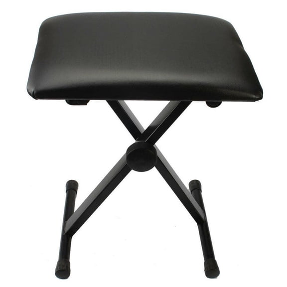Adjustable Piano Bench, X Frame Folding Keyboard Chair Stool with 3 Height Settings (16.5-18.6 Inch),Suitable for Electronic Keyboard and Digital Piano,Black