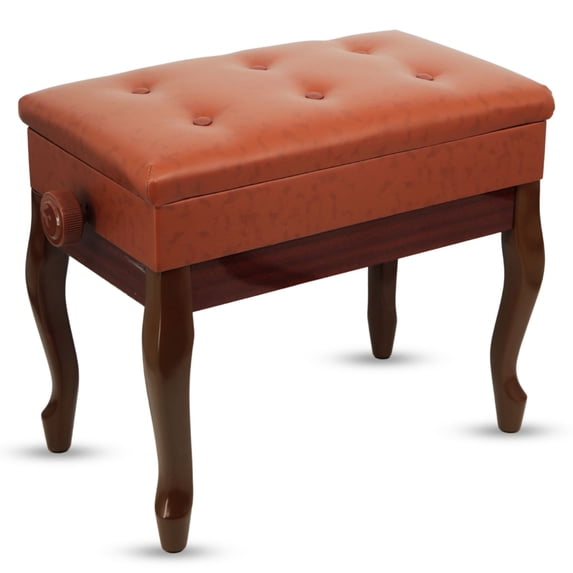 Adjustable Piano Bench with Storage - 3" Padded Seat, Curved Legs, Heavy Duty 445lb Capacity