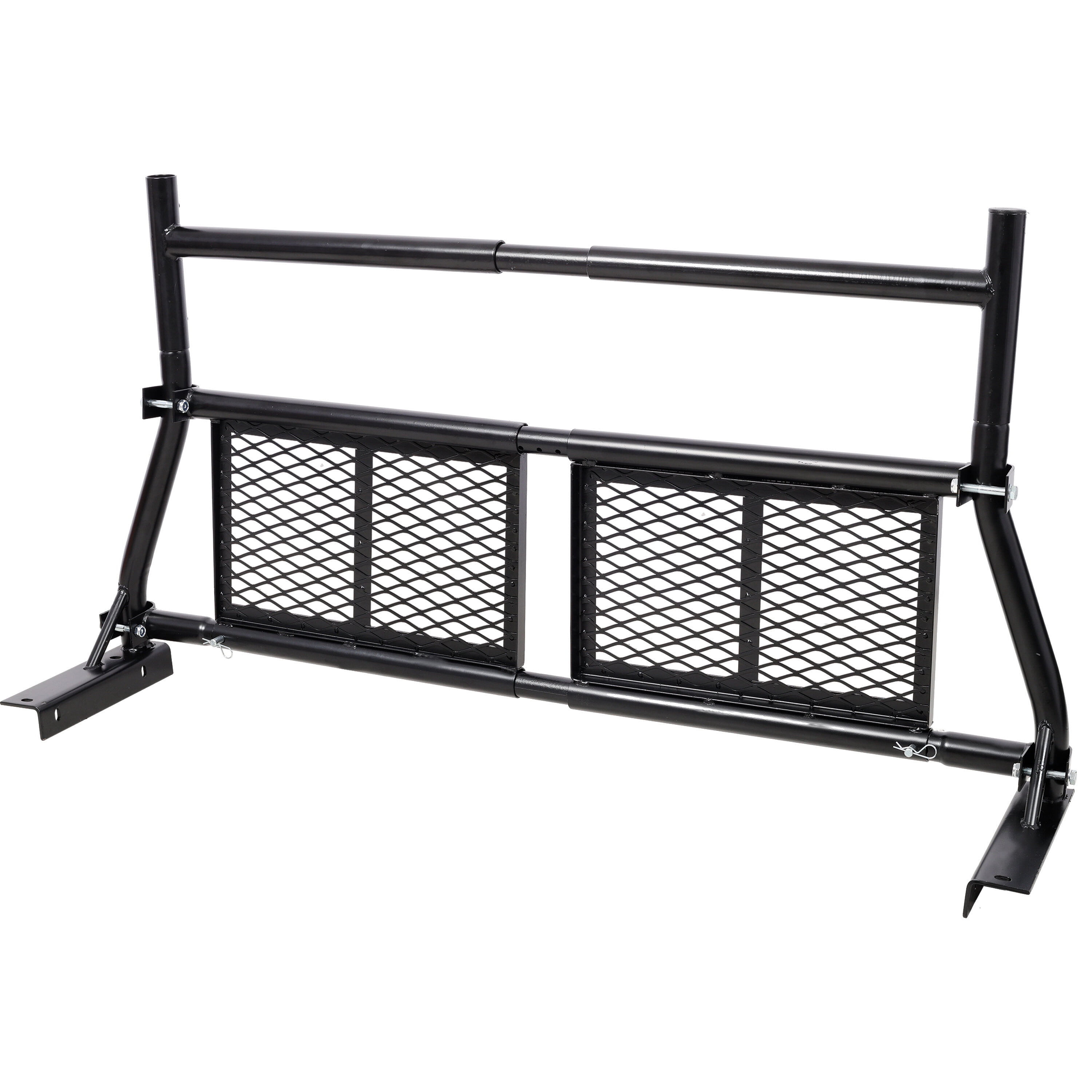 Adjustable Pickup Truck Headache Rack - Black Steel Mesh Window ...
