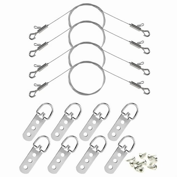 Adjustable Picture Hanging Wire and D Rings, with Small Clips, 8pcs 3-Hole D Rings with Screws, for Mirror/ Frame,1 set * picture hanging kit
