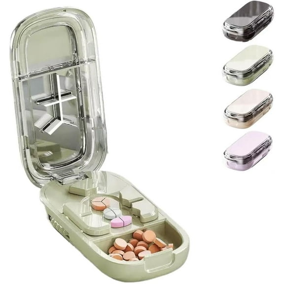 Adjustable Pill Cutter Splitter, 2025 New Accurate Alignment Pills Splitter, Pill Cutter for Small, Large and Tiny, Pills Storage Organizer with Sharp Safe Blade, Safely Easy Tablet Divider
