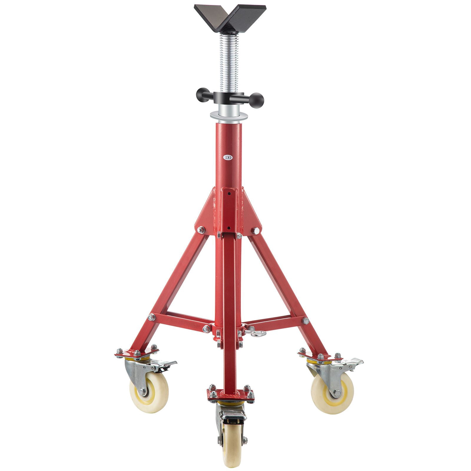 Adjustable Pipe Jack Stand with Casters,28-52" Height&2500LB Capacity,Portable Folding Support for 1/8" to 12" Pipes