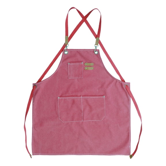 Adjustable Plain Apron for Women and Men with Double Pockets, Non Water and Oil Aprons for Cooking Adult Chef Kitchen Apron for Cooking, Baking, Grilling, Working,Pink