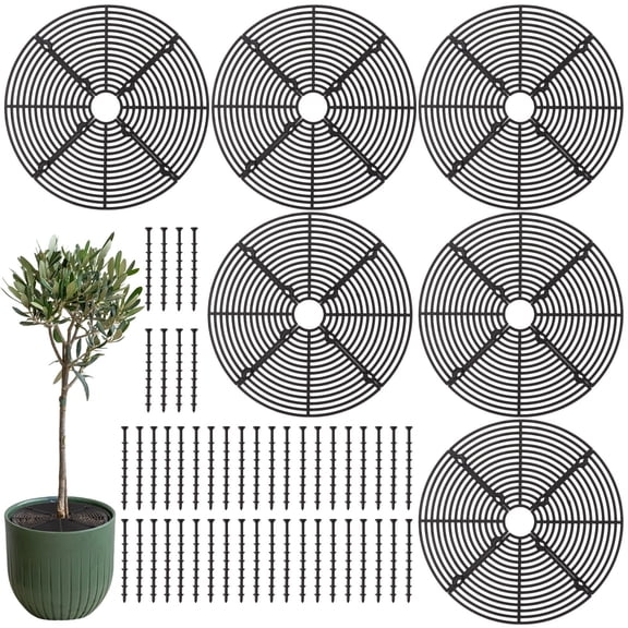 11.8in Adjustable Plant Grid Covers, ABS Flower Pot Protector Mesh with 48 Stakes, Pet Digging Stoppers for Potted Plants Indoor Outdoor