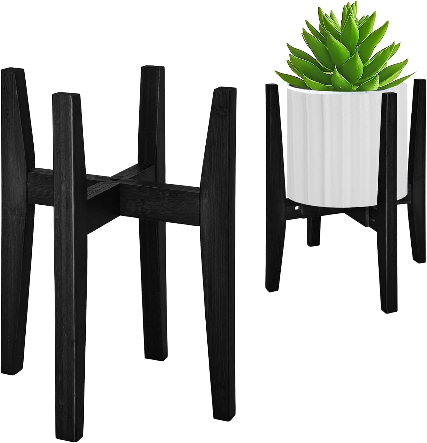 Adjustable Plant Stand Indoor,Bamboo Mid Century Modern Plants Stands ...