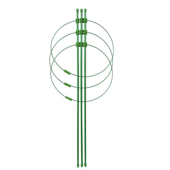 Adjustable Plant Support Rings 3 Pack, Garden Plant Stakes for Climbing Flowers, Tomatoes, and Vegetables, Green