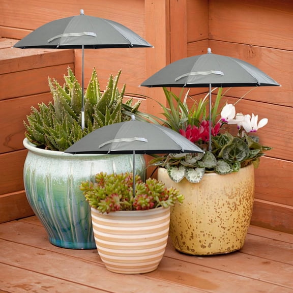 Adjustable Plant Umbrella for Outdoor Sun Protection, Garden Shade Cover with Telescopic Pole, 19.7 Inch Rainproof Polyester Canopy for Potted Plants, Planter Pots and Garden Beds
