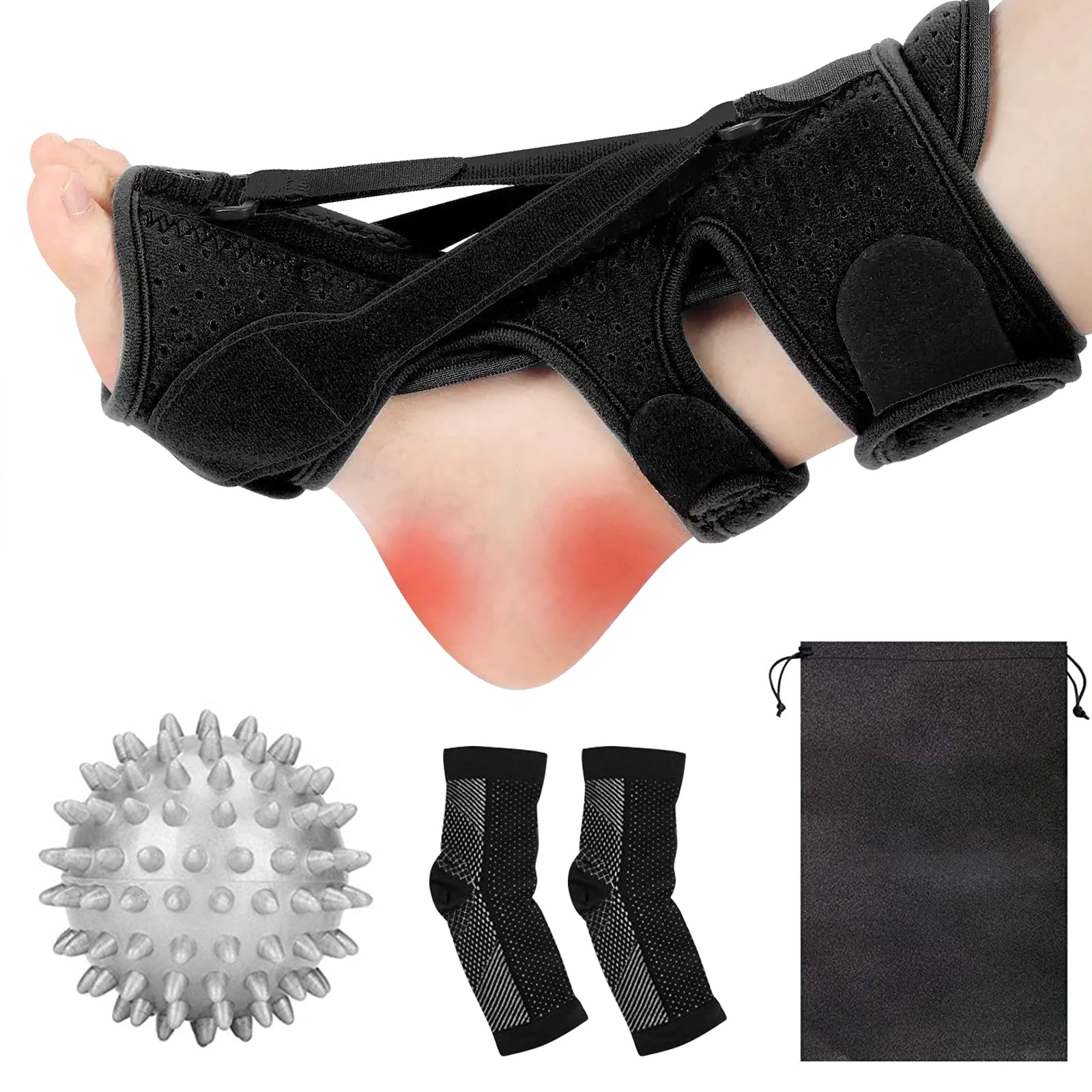 Adjustable Plantar Support for Fasciitis Achilles Tendonitis, Night Ankle Splint Orthotic Brace