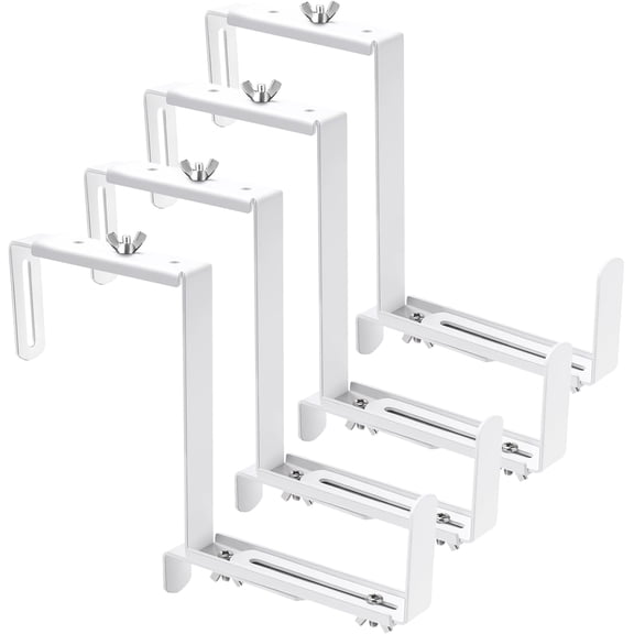 Adjustable Planter Box Bracket, Flower Box Holder Brackets for Deck Railing, Window Box Hanging Brackets for Patio Garden Fence Pergola Balcony Supporting Heavy Planters-4 Pack