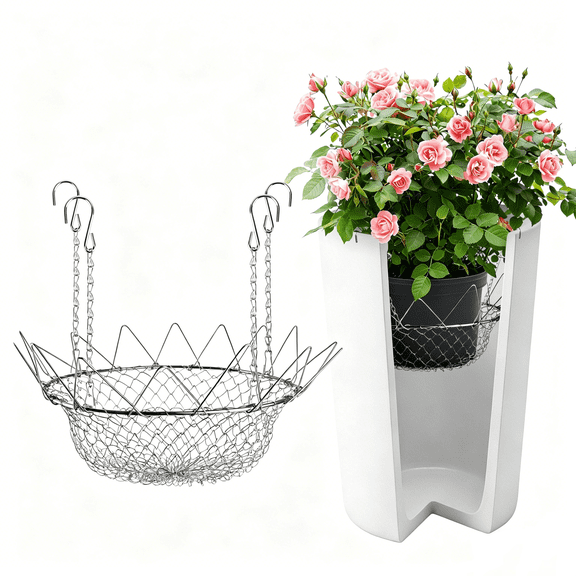 Adjustable Planter Insert  Heavy Duty Rustproof Riser for Flower Pots, Durable Premium Pot Elevator for Indoor & Outdoor Plants, Modern Compact Design(RL 1 PC)