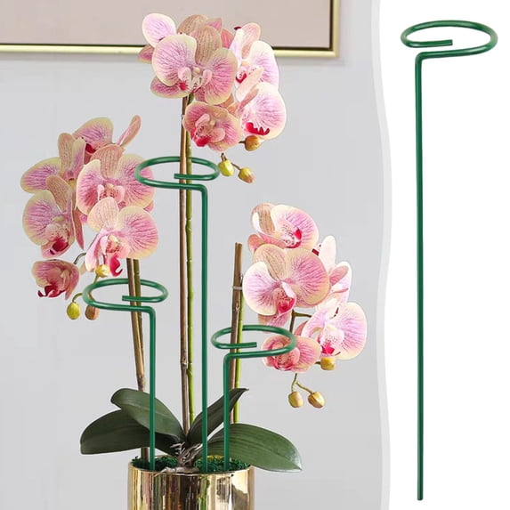 Adjustable Plants Support Pole, 15.8*2.6in Climbing Trellis Frame for Potted Orchids Clematis and Mini Roses, Flexible Indoor Flowerpot Stake (Green)