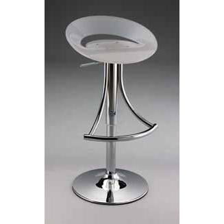 Adjustable Plastic Bar Stool with chrome base in White