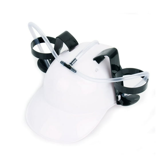 Adjustable Plastic Beer Drinking Helmet | Novelty Hands Free Lazy Beverage Hat for Parties, Bars & Home Fun | Comfortable Strap Headgear, PRYESS
