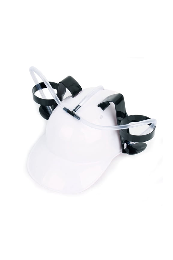 Adjustable Plastic Beer Drinking Helmet | Novelty Hands Free Lazy Beverage Hat for Parties, Bars & Home Fun | Comfortable Strap Headgear, PRYESS
