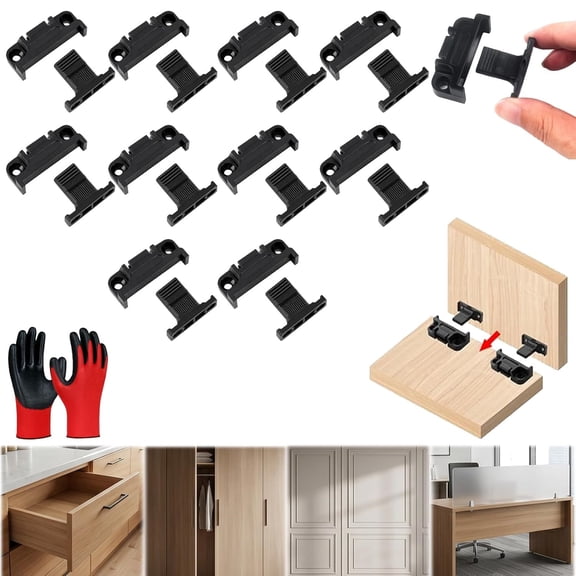 Adjustable Plastic Hardware, Quick Release Wall Panel Fasteners and Connectors, Angle Brackets for Cabinet, Wardrobe and DIY Installation,10pcs