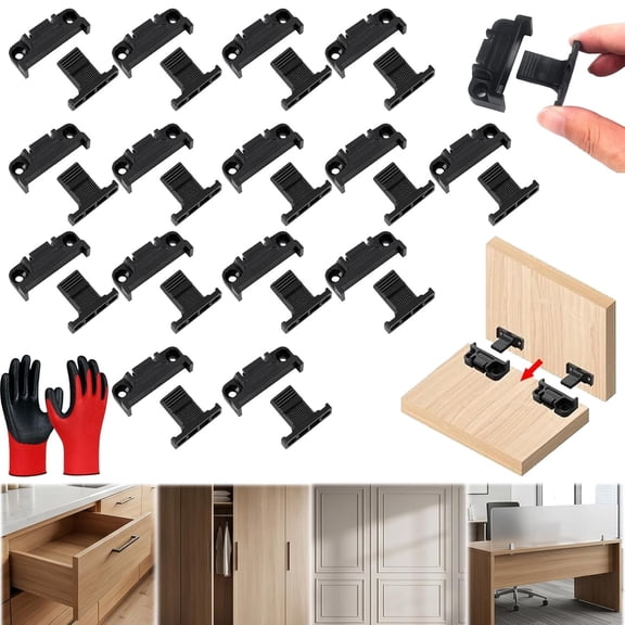 Adjustable Plastic Hardware, Quick Release Wall Panel Fasteners and Connectors, Angle Brackets for Cabinet, Wardrobe and DIY Installation,15pcs