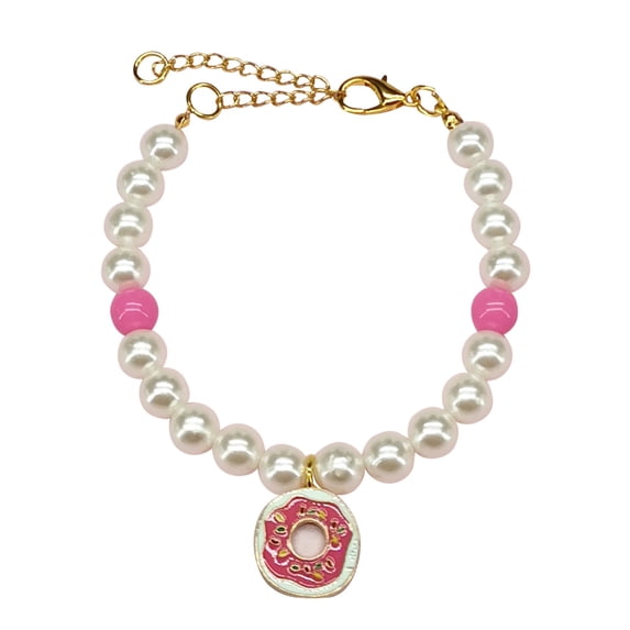 Adjustable Plastic Pearl Pet Collar Necklace Elegant Dress Up Accessory For Small Cats Dogs Puppies