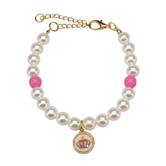 Adjustable Plastic Pearl Pet Collar Necklace Elegant Dress Up Accessory For Small Cats Dogs Puppies