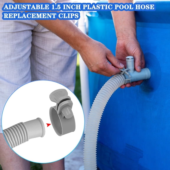 Adjustable Plastic Pool Hose Clamps - 10 Pack 1.25-1.5 Inch, Reusable Above Ground Pool Hose Connector Clips, Thumb Screw Locking PVC Pipe Clamps for Leak-Free Sealing