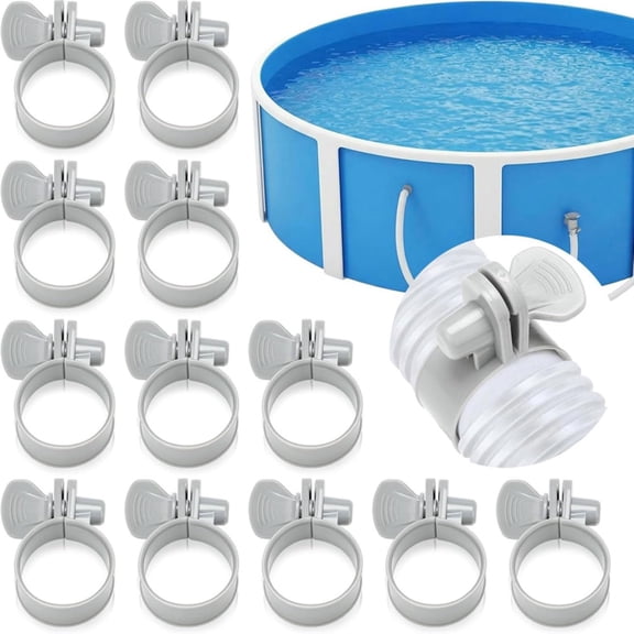 Adjustable Plastic Pool Hose Clamps 10 Pack For 1.25 to 1.5 Inch Above Ground Pools Hose Connector Clips