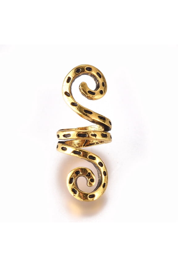 Adjustable Plated Alloy Hair Coil Cuffs Dread Cuff Coil for Hair Styling Crown Antique Golden 25x9.5x10mm Inner Diameter: 7mm