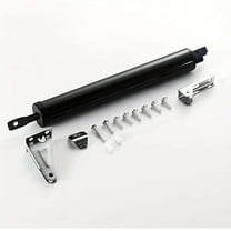 Black Adjustable Pneumatic Screen Door Closer - Aluminum Alloy Auto Close with 10°-100° Hold Open, Fits 19.69-35.43in Doors 15-30KG Load