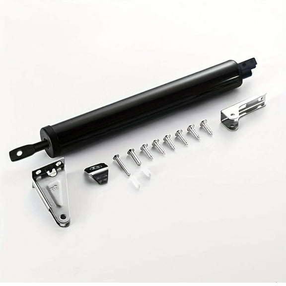 Adjustable Pneumatic Screen Door Closer with Positioning, Automatic Door Shutter, Quiet Closure Mechanism, Aluminum Alloy Closer, 10 100° Angle Hold Function, Black