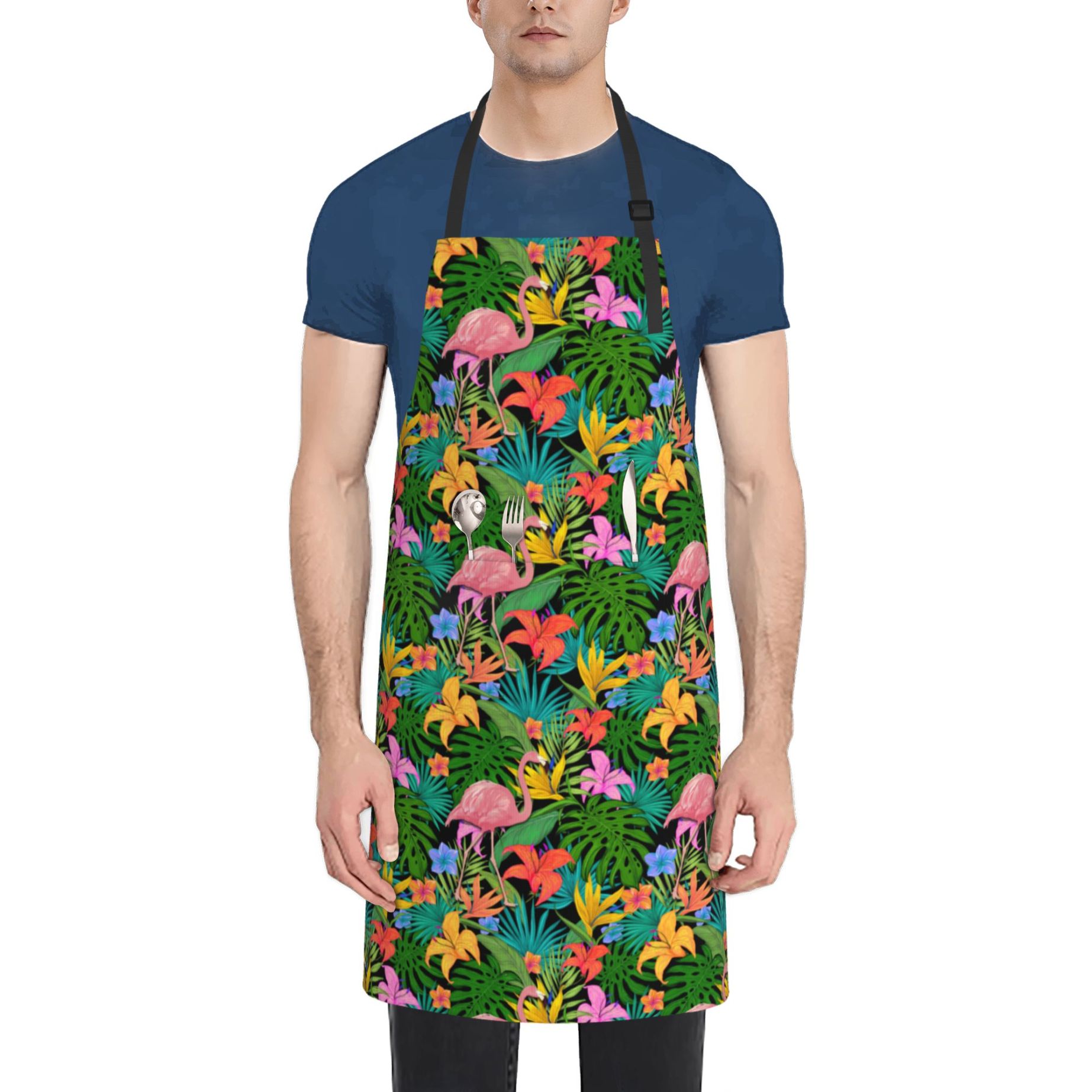 Flamingo Kochschürze Mit 2 Taschen – Wasserabweisend, Größe 70x84 Cm, Für Grillen & Backen