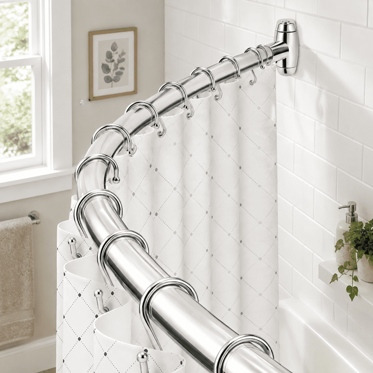 Adjustable Polished Chrome 48-72 Inch Round Stainless Steel Shower ...
