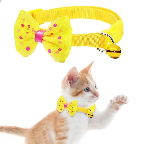 Adjustable Polyester Dog Collar with Bow Tie Handmade Cute Fashion for Large Medium Small Dogs