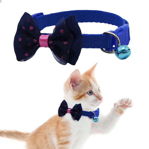 Adjustable Polyester Dog Collar with Bow Tie Handmade Cute Fashion for Large Medium Small Dogs