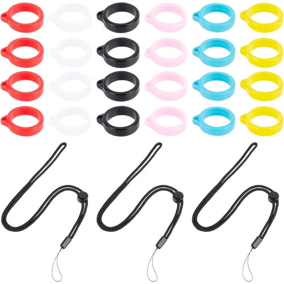 Adjustable Polyester Electronic Cigarette Anti-Lost Necklace Lanyard with Silicone Bands Anti Slip Rubber Rings