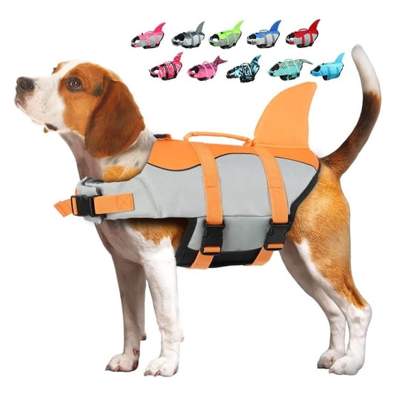 Adjustable Polyester Shark Fin Pet Life Jacket, Quick Release Buckle High Visibility Float Vest for Small Medium Large Dogs & Cats, Swimming Pool Lake Beach Outdoor Water Activities