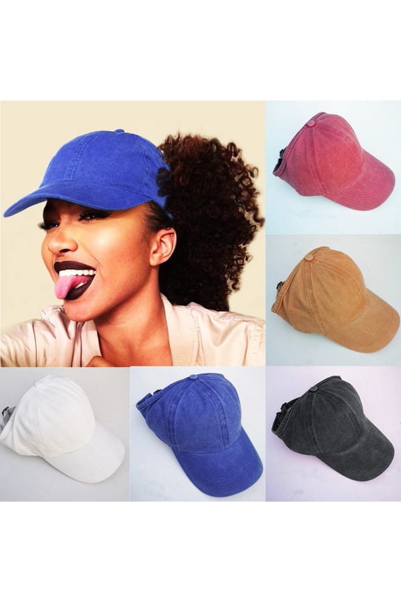Adjustable Ponytail Baseball Cap for Women Men Outdoor Sun Protection Peaked Hat