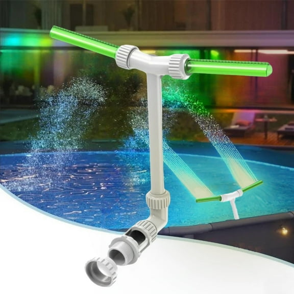 Adjustable Pool Fountain with Fluorescent Nozzle High Spray Waterfall for Above-Ground Pools, Easy DIY Installation, Backyard Water Feature