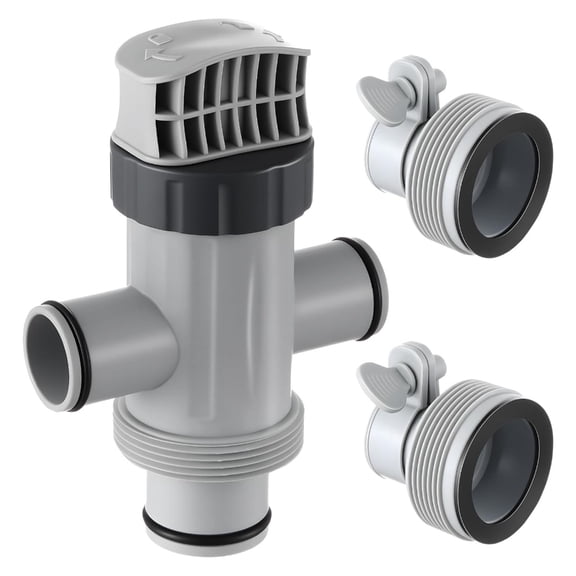 Adjustable Pool Plunger Valves with 1.25 to 1.5 Inch Hose Adapters for Pool Pump Systems Secure Connection Design