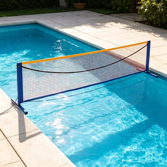 Adjustable Pool Volleyball Net Heavy Duty Mesh Barrier for Backyard Swimming Pool, Water Game Entertainment Set for Outdoor Party, 82.7x27.6x1.2 Inch Multicolor
