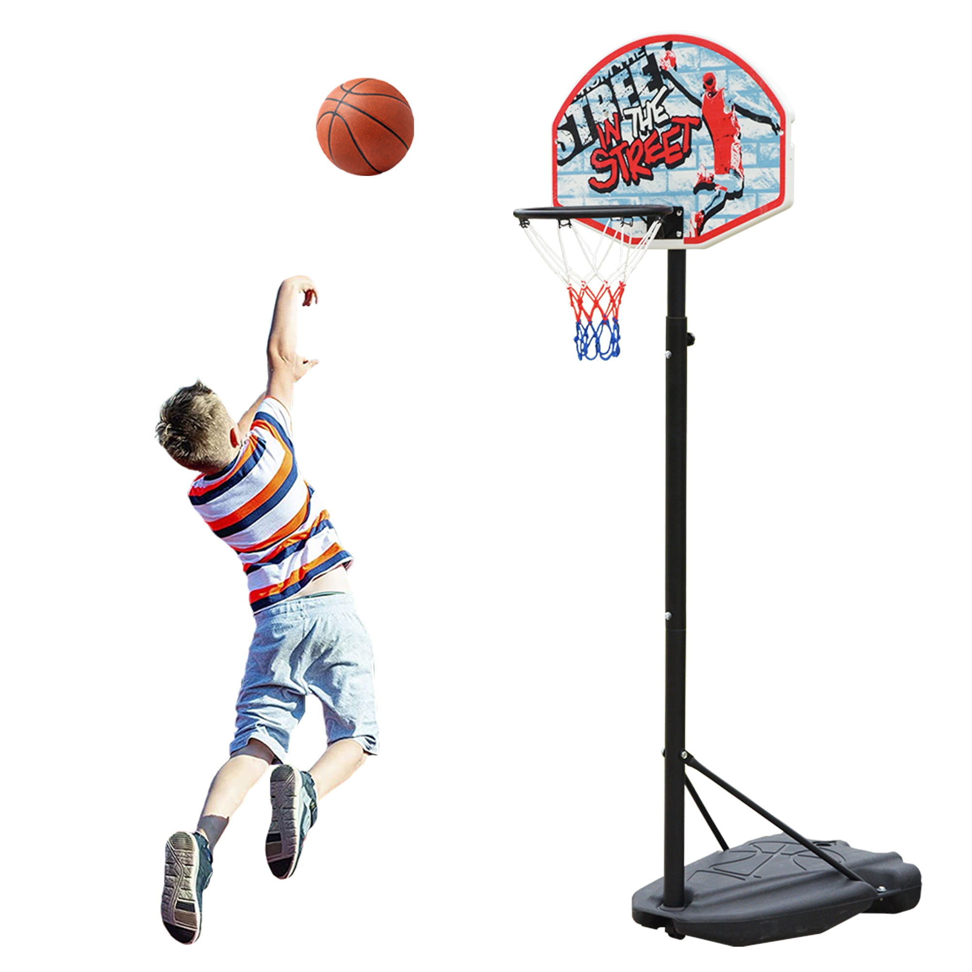 Adjustable Portable Basketball Hoop, Kids Basketball Hoop with Wheels