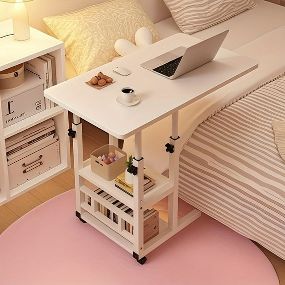 Adjustable Portable Computer Desk 360° Rotating Wheels Home Writing Desk for Bedroom Living Room Student Ideal Birthday Gift