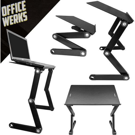 Adjustable and Portable Computer Laptop Stand/Desk with Mouse Pad, Ergonomic Design for Improved Posture, Strong Aluminum Legs and Tray Supports and Cools Your Notebook/MacBook