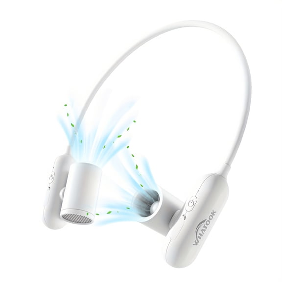 Adjustable Portable Neck Fan - 3-Speed, Noise Reduction, USB Rechargeable, Ideal for Sports, Office, Home, and Travel, White & Pink Options, Office Comfort, Sleek Design, Durable Plastic