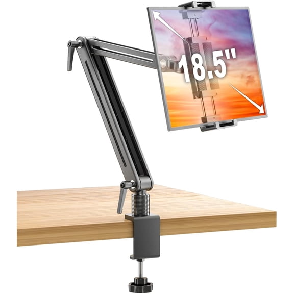 Adjustable Portable  Stand 15.6" - 360? Rotating Base Tall Tablet Desk Arm Holder Stand for iPad Air/Pro/Mini Swivel Flexible Clamp Mount Soporte para Tablet/ Portatil/Ereader