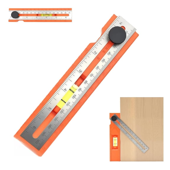 Adjustable Positioning Marking Protractor Tool, Multifunctional Depth Measuring Ruler with Angle Marking 15-90, Level & Fixed Point Marking, Angle Finder Woodworking Ruler