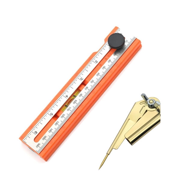 Adjustable Positioning Marking Protractor Tool, Multifunctional Depth Measuring Ruler with Multi Angle Marking 15-90, Drilling Positioning Ruler, Rotatable Knob