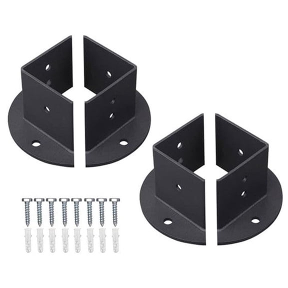 Adjustable Post Base Brackets Heavy Duty Carbon Steel Construction for 2x2 /4x4 /6x6 inch Posts Pergola Fence Deck Support Connectors with Installation Screws(4pcs)