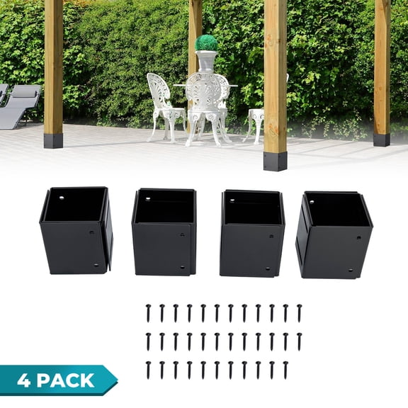 Adjustable Post Protector (Range 3.5-6in) Heavy-Duty for Mailboxes, Decks, Fence