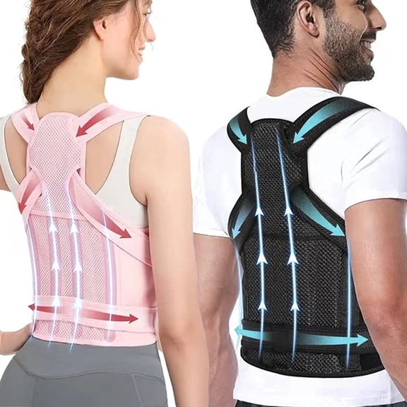 Adjustable Posture Corrector for Women & Men, Upper Back Brace Support for Spine Alignment, Back Pain Relief, Posture Trainer,Pink,S